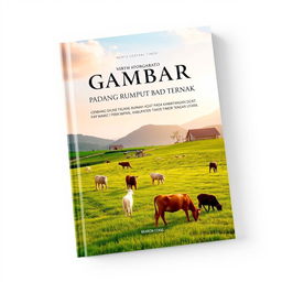 Book cover design featuring a vibrant and picturesque landscape of a grassy field with grazing livestock, complemented by traditional indigenous houses of the Napan region in North Central Timor