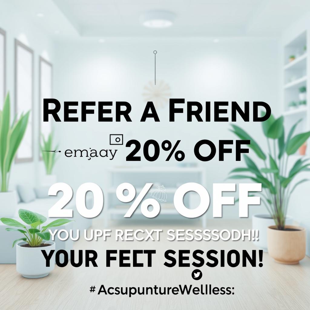 A vibrant and eye-catching social media post promoting an acupuncture referral program