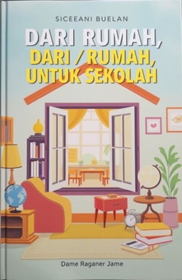 A visually striking book cover for a title 'DARI RUMAH, UNTUK SEKOLAH' prominently displayed in bold uppercase lettering across the top