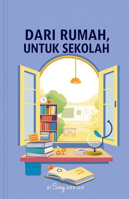 A visually striking book cover for a title 'DARI RUMAH, UNTUK SEKOLAH' prominently displayed in bold uppercase lettering across the top