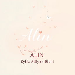 A novel cover design for "Alin" featuring a simple yet elegant plain pastel background with soft and warm color blends