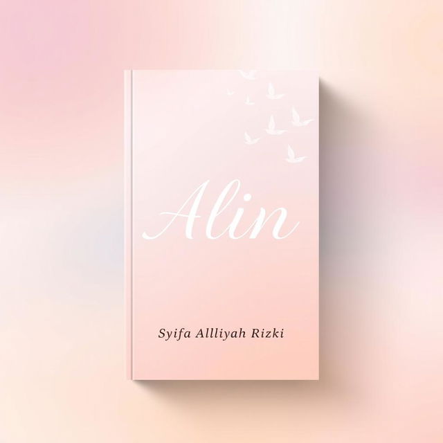 A novel cover design for "Alin" featuring a simple yet elegant plain pastel background with soft and warm color blends