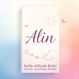 A novel cover design for "Alin" featuring a simple yet elegant plain pastel background with soft and warm color blends