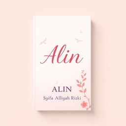 A novel cover design for "Alin" in A5 size, featuring a plain pastel background that is simple yet elegant, combining soft and warm hues