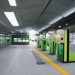 A modern and advanced bus station incorporating smart electronic features