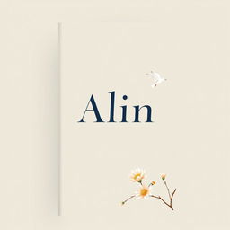 An elegant and simple book cover design for a novel titled 'Alin'