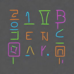 Produce a neon, artsy back design on a gray t-shirt for electronics engineering. It should feature a cute font style spelling out the word 'Electronics', alongside abstract representations of electronic components - all glowing in vivid neon hues.