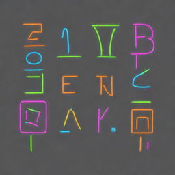 Produce a neon, artsy back design on a gray t-shirt for electronics engineering. It should feature a cute font style spelling out the word 'Electronics', alongside abstract representations of electronic components - all glowing in vivid neon hues.