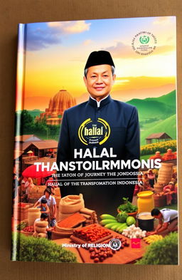 A captivating book cover illustrating the journey of halal transformation in Indonesia