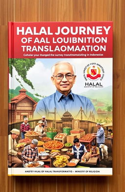 A captivating book cover illustrating the journey of halal transformation in Indonesia