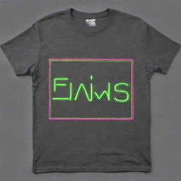 Create a neon, artsy back design on a gray t-shirt for electronics engineering. The design should prominently feature the word 'Electronics' in a cute font style, supported by luminous neon representations of electronic components.