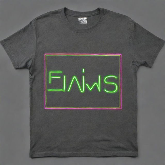 Create a neon, artsy back design on a gray t-shirt for electronics engineering. The design should prominently feature the word 'Electronics' in a cute font style, supported by luminous neon representations of electronic components.