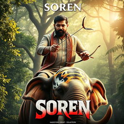 A movie poster featuring a charismatic, bearded Indian politician lookalike reminiscent of Shibu Soren