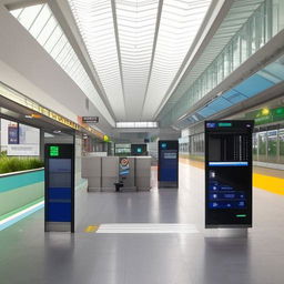 A modern and advanced bus station incorporating smart electronic features