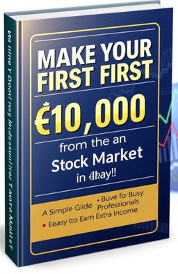 A captivating book cover design for a stock market guide titled 'Make Your First ₹10,000 from the Stock Market – Even with Just 30 Minutes a Day!'