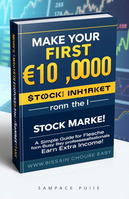 A captivating book cover design for a stock market guide titled 'Make Your First ₹10,000 from the Stock Market – Even with Just 30 Minutes a Day!'