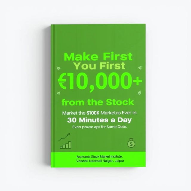 An ebook cover design featuring the title 'Make Your First ₹10,000 from the Stock Market – Even with Just 30 Minutes a Day' prominently displayed in modern, readable typography