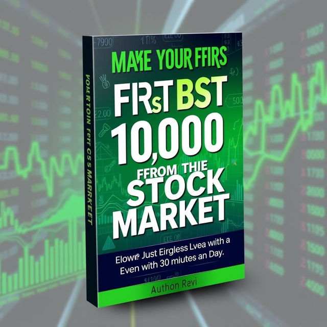 A dynamic and eye-catching book cover for 'Make Your First 10000 from the Stock Market – Even with Just 30 Minutes a Day'