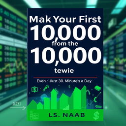 A dynamic and eye-catching book cover for 'Make Your First 10000 from the Stock Market – Even with Just 30 Minutes a Day'