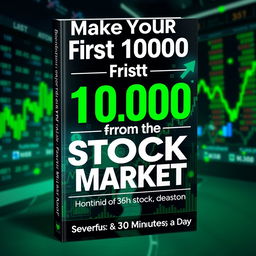 A dynamic and eye-catching book cover for 'Make Your First 10000 from the Stock Market – Even with Just 30 Minutes a Day'