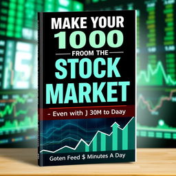 A dynamic and eye-catching book cover for a title called 'Make Your First 10000 from the Stock Market – Even with Just 30 Minutes a Day'