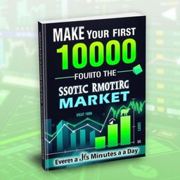 A dynamic and eye-catching book cover for a title called 'Make Your First 10000 from the Stock Market – Even with Just 30 Minutes a Day'