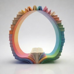 Illustration of a metaphorical bridge made from colourful, opened books, leading towards a mirror reflecting the viewer, symbolizing the phrase 'A book is a bridge to know ourselves better'.