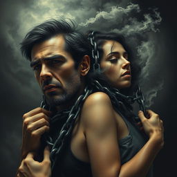 A striking portrayal of a man and a woman