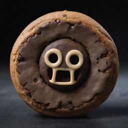 Visualize an ancient, evil character known as DarkNut, embodied in the form of a sinister, mystical cookie.