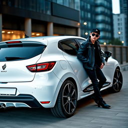 A stylish Renault Clio 4 in a sleek white color, equipped with 16-inch black rims