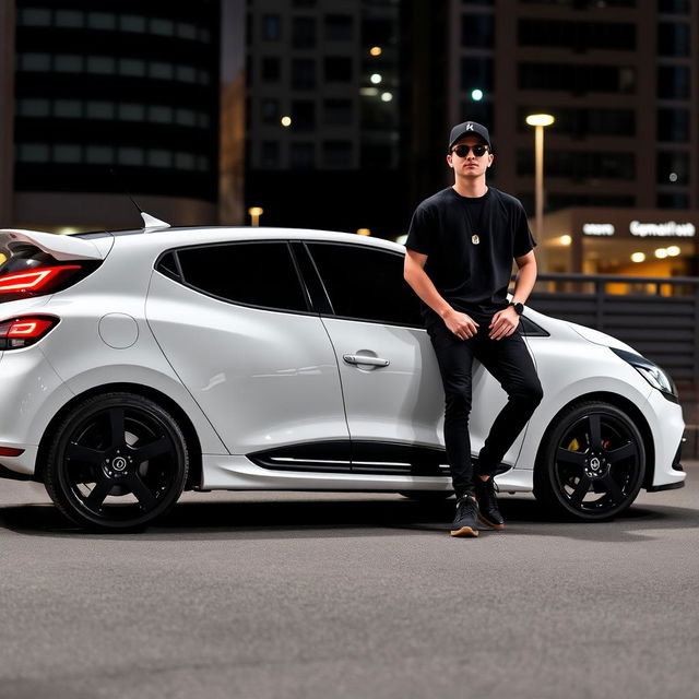 A stylish Renault Clio 4 in a sleek white color, equipped with 16-inch black rims