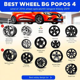 An array of the best wheel options for a 2016 Renault Clio 4 displayed in an engaging and informative layout