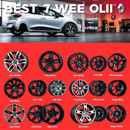 An array of the best wheel options for a 2016 Renault Clio 4 displayed in an engaging and informative layout