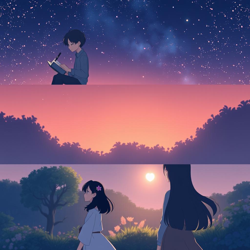 A poignant love story illustrated in an animated format across three slides without any text