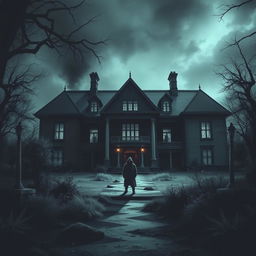 Create a chilling thumbnail for a horror story featuring an eerie, abandoned mansion