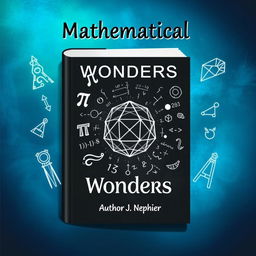 An eye-catching book cover design themed around mathematics, prominently featuring a variety of mathematical symbols such as pi, infinity, and equations swirling around a central image of a geometric shape like a dodecahedron