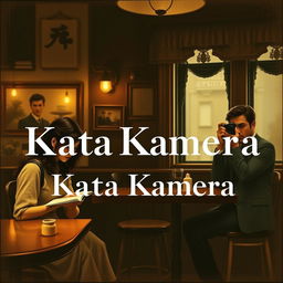 A vintage-themed novel cover titled "Kata Kamera" featuring a warm, cozy cafe setting