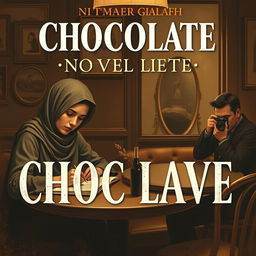 A vintage-themed novel cover with a warm chocolate color palette, set in a cozy cafe interior