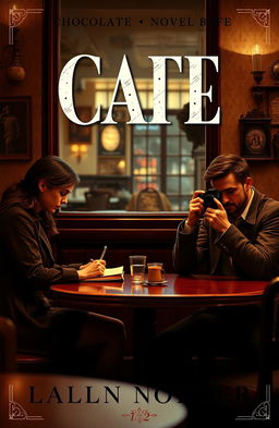 A vintage-themed novel cover design featuring a warm and cozy cafe atmosphere