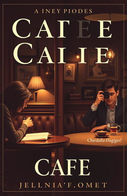 A vintage-themed novel cover design featuring a warm and cozy cafe atmosphere