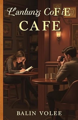 A vintage-themed novel cover design featuring a warm and cozy cafe atmosphere