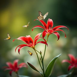 A vibrant profile picture featuring elegant spider lilies in full bloom, their striking red petals creating a beautiful contrast against a soft, blurred background