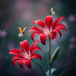 A vibrant profile picture featuring elegant spider lilies in full bloom, their striking red petals creating a beautiful contrast against a soft, blurred background