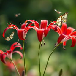 A vibrant profile picture featuring elegant spider lilies in full bloom, their striking red petals creating a beautiful contrast against a soft, blurred background