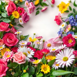 A beautiful profile picture filled with an array of colorful flowers, including vibrant roses, delicate daisies, and lush green leaves