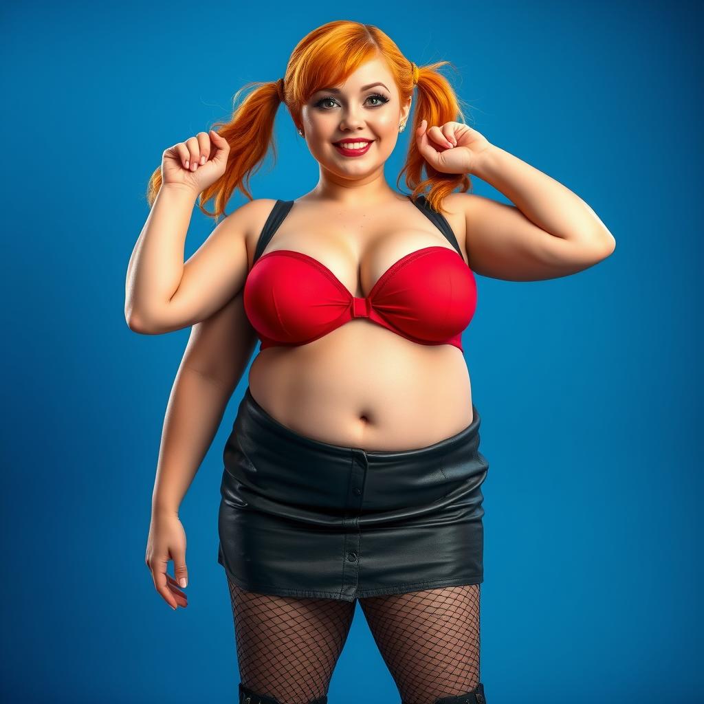 A full-body realistic depiction of a voluptuous woman with large breasts