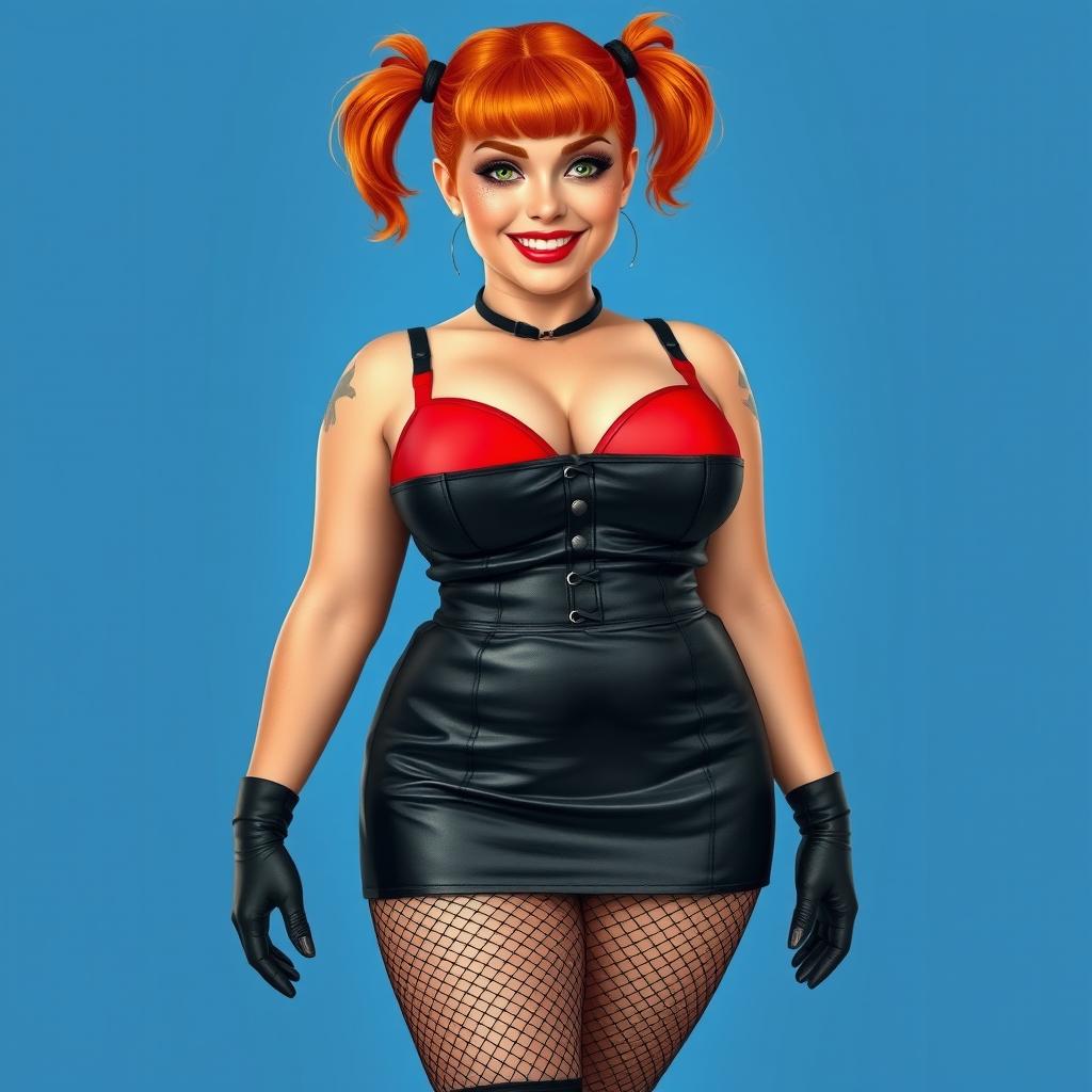 A full-body realistic depiction of a voluptuous woman with large breasts