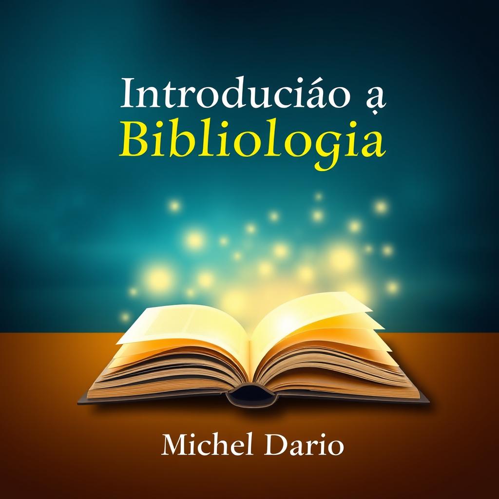 Design an e-book cover for a book titled "Introdução à Bibliologia" by Michel Dario