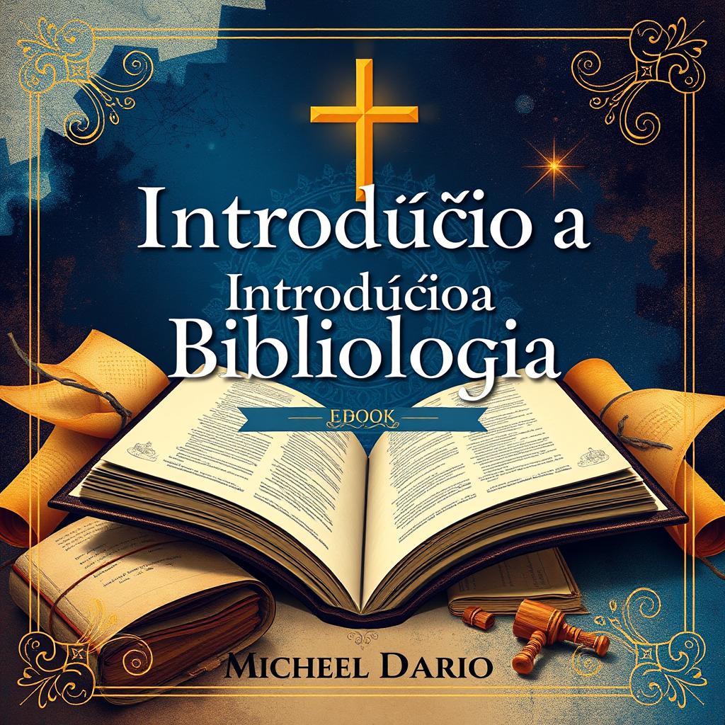 An artistic and engaging cover for an e-book titled 'Introdução a Bibliologia' by Michel Dario