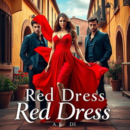 A captivating scene for a book cover titled "Red Dress" by A